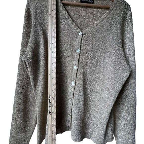 Women's JONATHAN MARTIN Studio Gold V-Neck Cardigan Spring Autumn Top L. - Picture 5 of 9